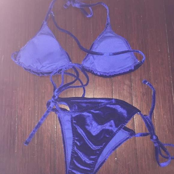 Royal 👑 Blue Velvet Bikini - Picture 3 of 3